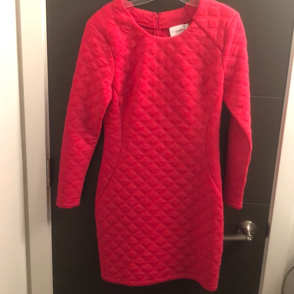 Hot pink quilted mini dress